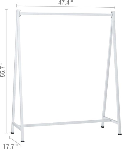 MyGift A-Frame Clothing Rack, 47 Inch Modern Heavy Duty White Metal Wardrobe Clothes Rack, Commercial Grade Freestanding Garment Hanger for Bedroom Closet or Retail Display