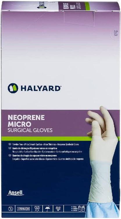HALYARD Micro Surgical Glove, Neoprene, 5.9 mil Thick, Powder Free, Sterile, Cream
