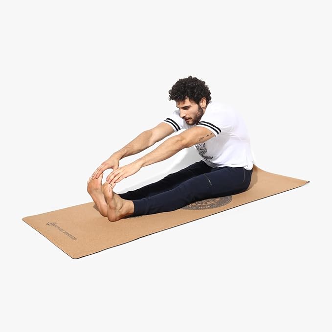 Shakti Warrior Mandala Pro Cork Yoga Mat - Premium Printed Natural Eco-Friendly Non-Slip Mat Great for Regular & Hot Yoga, Pilates, Workouts (72 inch x 24 inch x 3mm Thick)