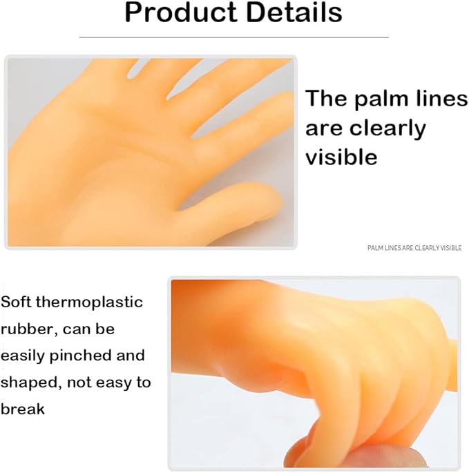 30 Pcs Tiny Finger Hands Mini Rubber Finger Puppets, Miniature Small Hands Ealistic Cute Little Hand Finger for Gifts Puppet Show Prank Gag Performance Party Favors