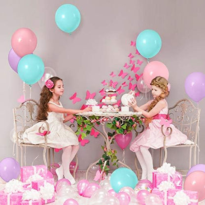 TecUnite 100 Pcs Pink Purple Blue Latex Balloons 13 Inch Colorful Round Balloons for Wedding Birthday Festival Racing Car Poker Card Party Decoration
