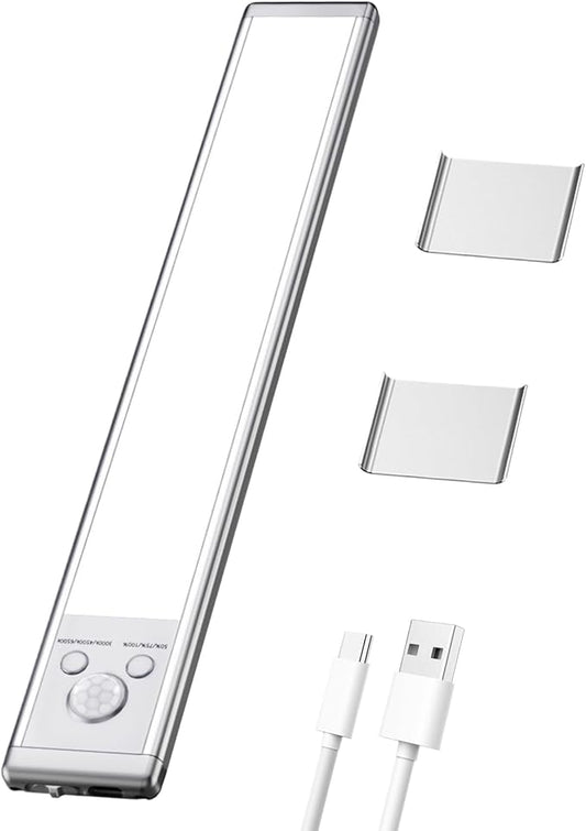 Motion Sensor Indoor Lights, 25x3.8x1 cm, USB Rechargeable Touch-Control Light for Closet, Hall, Kitchen, Night, Home, Safe Lighting for Family, Friends