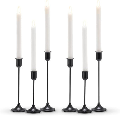 Candlestick Holders, Taper Candle Holders Set of 6, Black Candle Sticks Holder Decor Candelabra for Table Centerpiece, Fireplace Mantel & Housewarming Décor with Gift Box