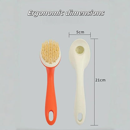 Dish Brush with Handle, Dish Scrubber Brush Set with Built-in Scraper Flush Hole Design Nylon Bristles Safe for Non-Stick & Coated Cookware,Kitchen Brushes for Dishes,Pots, Pans and Sinks (White)