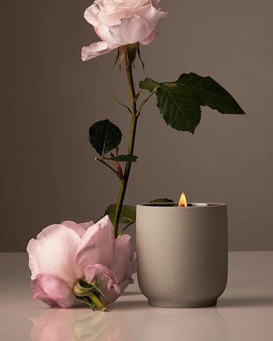 Homecourt Luxury Scented Candle, Steeped Rose Scent, 60-Hour Burn Time, Soy Wax Blend, Organic Candle Wicks for Candle Making - Reusable Ceramic Vessel, 8 Oz - 2.0