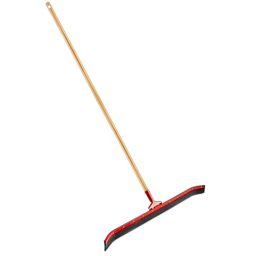 Libman Commercial 954 Heavy-Duty Curved Floor Squeegee with Wooden Handle, 36" Wide (Pack of 6), Black/Gray