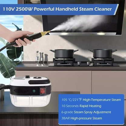Saker Handheld Steam Cleaner, 2500W Multi-Surface Steamer with 6 Adjustable Steam Settings, Large 36oz Tank, and Attachments for Floors, Windows, Cars, and More(White-Single Knob Contro)