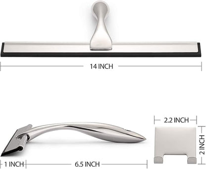Hiware All-Purpose Shower Squeegee for Shower Doors, Bathroom, Window and Car Glass - Stainless Steel, 14 Inches