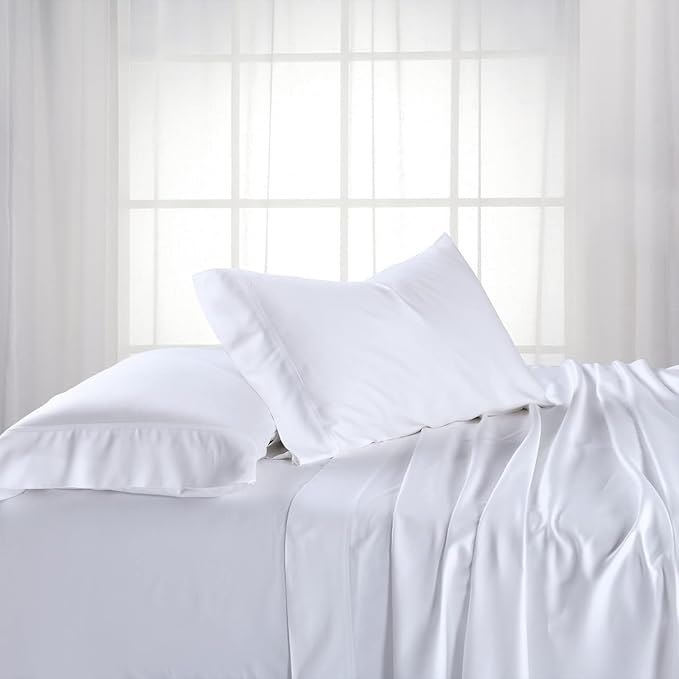 Royal Hotel Bedding ABRIPEDIC Sheets, Viscose from Bamboo, Sheet Set 600 Thread Count, Silky Soft Sheets, Viscose from Bamboo, Sheet Set, King, White