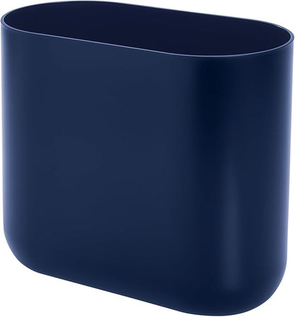 iDesign Small Slim Plastic Bathroom Trash Can, Garbage Can for Bedroom, Office, Desk, Dorm, Navy Blue