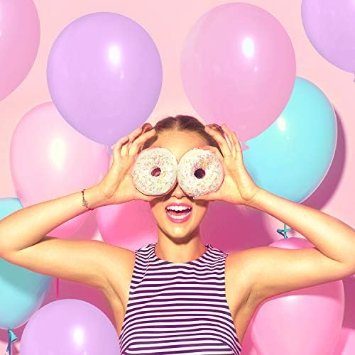 TecUnite 100 Pcs Pink Purple Blue Latex Balloons 13 Inch Colorful Round Balloons for Wedding Birthday Festival Racing Car Poker Card Party Decoration