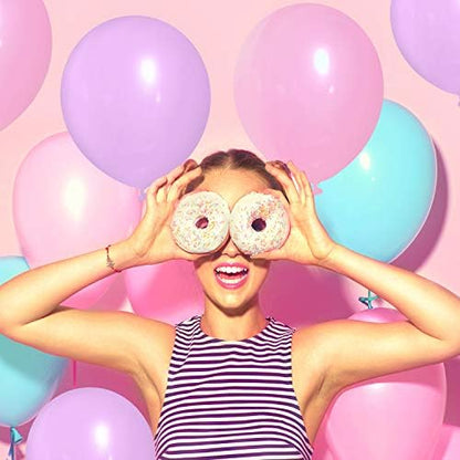 TecUnite 100 Pcs Pink Purple Blue Latex Balloons 13 Inch Colorful Round Balloons for Wedding Birthday Festival Racing Car Poker Card Party Decoration