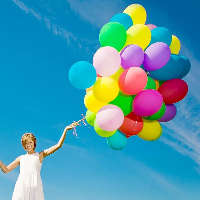 Prextex 300 Party Balloons 12 Inch 10 Assorted Rainbow Colors - Bulk Pack of Strong Latex Balloons for Party Decorations, Birthday Parties Supplies or Arch Decor - Helium Quality