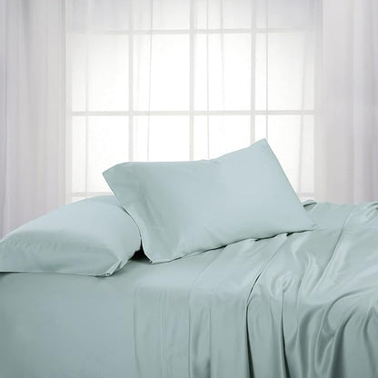 Royal Hotel Bedding ABRIPEDIC Sheets, Viscose from Bamboo, Sheet Set 600 Thread Count, Silky Soft Sheets, Viscose from Bamboo, Sheet Set, Olympic-Queen, Sea