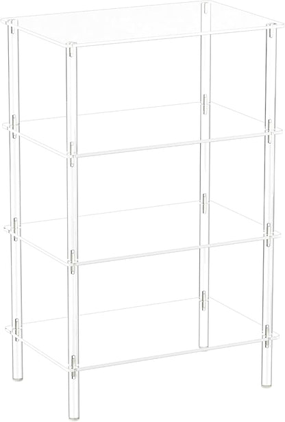 Aquiver Acrylic Small Shoe Rack - 18.1'' L x 11.8'' W x 28.5'' H - 4 Tier Shoe Rack for Front Door Entrance, Entryway, and Closet - Shoe Organizer Narrow Shoe Storage Shelf (Clear)