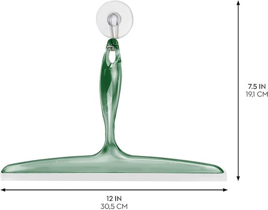 iDesign Bathroom Plastic Shower Squeegee with Wall Hook - Clear/Green