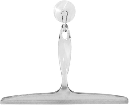 iDesign Plastic Bath Squeegee for Glass with Suction Hook Holder – 12", Clear