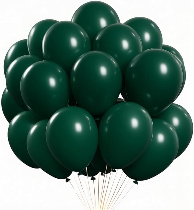 Green Balloons 100 Pack, 12 Inch Latex Helium Dark Green Balloons Garland for Elegant Birthday Wedding Baby Shower Graduation Arch Party Decorations