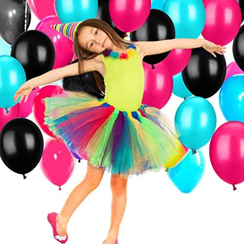 TecUnite 100 Pcs Rose Red Black Blue Latex Balloons 13 Inch Colorful Round Balloons for Wedding Birthday Festival Racing Car Poker Card Party Decoration