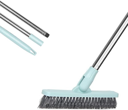 LandHope Tile Grout Brush Crevice Floor Scrub Brush 120°Rotatable Bathtub Clean Tool 9.06inches Wide 50inches Long Handle Grout Scrubber Indoor Kitchen Push Broom for Hard to Reach Areas Lengthen
