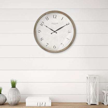 Modern Farmhouse Clock, No Ticking Silent Clock, Modern and Vintage (Light Gray Oak, 12 inch)