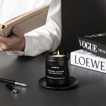6 Pack Candles for Men - Mens Candle Gift Set, 42oz Scented Candles with Smoke Vanilla/Leather/Oak/Amber/Cardamom/Wood, 300 Hour Burn Time, Soy Candles Non-Toxic for Him, Home Office Man Cave Decor