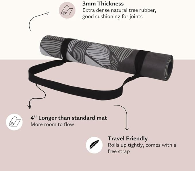 Suede yoga mat - Premium Printed Natural Eco-friendly Non-Slip Mat Great for Hot Yoga, Pilates, Workouts (72 inch x 24 inch x 3mm thick)