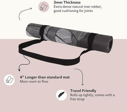 Suede yoga mat - Premium Printed Natural Eco-friendly Non-Slip Mat Great for Hot Yoga, Pilates, Workouts (72 inch x 24 inch x 3mm thick)