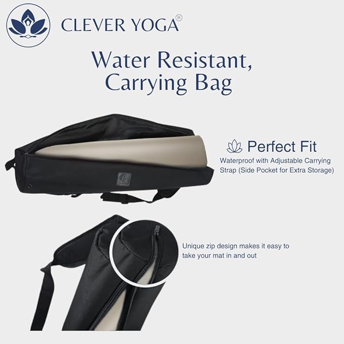 Premium Clever Yoga Mat - Extra Long Yoga Mat Suitable For All Yoga Types - Workout Mat For Home Or On The Go - Includes Our Perfect Fit Mat Bag