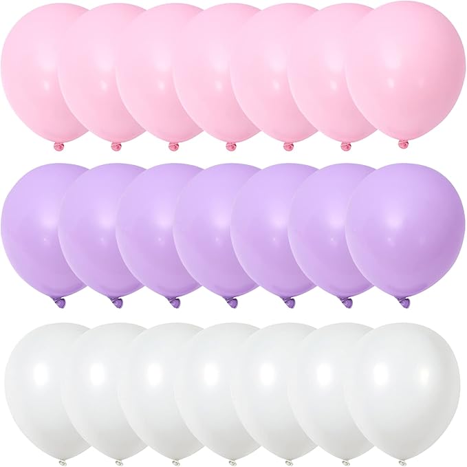 Pink and Purple Balloons, 75 Pack Pastel Purple Pink and Matte White Latex Balloons, Pink Purple Macaron Helium Balloons for Girls Birthday Wedding Baby Shower Christening Engagement Party Decorations