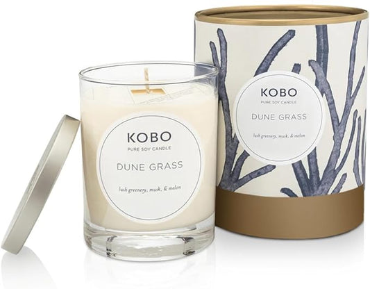 KOBO Dune Grass Scented Candle (11 oz) | Coastal Collection, 100% Pure Soy Wax Candles | Hand-Poured in USA | 80 Hour Burn | Scented Candles for Home
