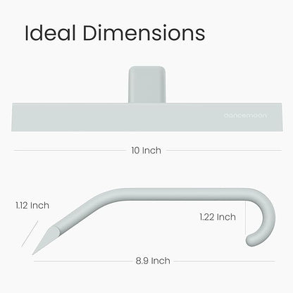 dancemoon JustHang Shower Squeegee for Glass Doors, All-one-Piece Silicone with Built-in Hook Design for Easy Hanging and Cleaning, 10 Inch Sage Green