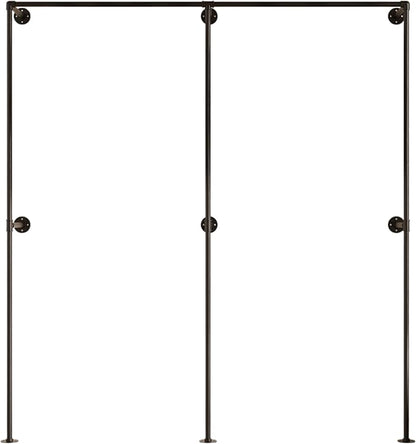 Industrial Pipe Clothing Rack, Heavy Duty Wall Mounted Clothes Rack, Retail Display Hanging Garment Rod for Laundry Rooms, Closet Storage, 14.6x75x82.7 Inches, Model K06