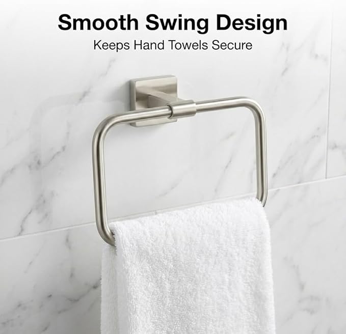 16" Brushed Nickel Bathroom Hardware Set 5-Piece, Fingerprint-Free SUS304 Stainless Steel Towel Bar for Small Bath & RV, Modern Square Bath Accessories Kit (Brushed Nickel)