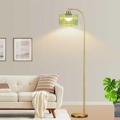 Gold Floor Lamp for Living Room,Bedroom,Mid Century Modern Standing Lamp with Remote,Dimmable Brass Tall Lamp Glass Lamp Vintage Retro Arc Floor Lamps Flower Floor Light Boho Bohemian