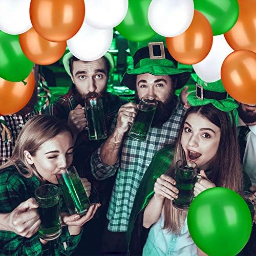 TecUnite 100 Pcs Orange White Green Latex Balloons 13 Inch Colorful Round Balloons for Wedding Birthday Festival Racing Car Poker Card Party Decoration