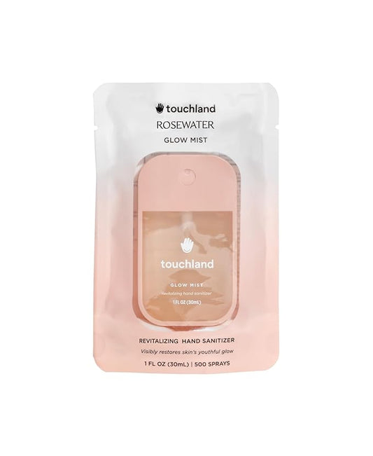 Touchland Glow Mist Revitalizing Hand Sanitizer Spray, Rosewater scented, 1FL. OZ. Travel Size