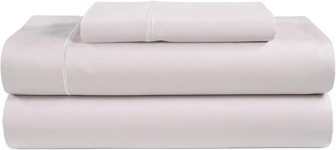 100% Egyptian Cotton Twin Sheets Set, 800TC Sateen Weave 3 PC Twin Bed Sheets, Fully Elasticated Sheet & Pillowcase Sets, Soft & Comfy No lint Machine Washable Grey Sheet, Fade Resistant- Lavender