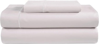 100% Egyptian Cotton Twin Sheets Set, 800TC Sateen Weave 3 PC Twin Bed Sheets, Fully Elasticated Sheet & Pillowcase Sets, Soft & Comfy No lint Machine Washable Grey Sheet, Fade Resistant- Lavender