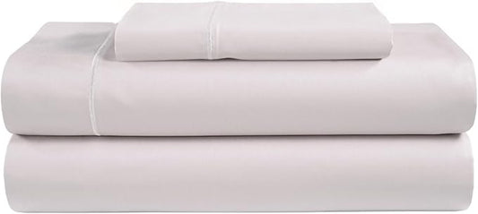 100% Egyptian Cotton Twin Sheets Set, 800TC Sateen Weave 3 PC Twin Bed Sheets, Fully Elasticated Sheet & Pillowcase Sets, Soft & Comfy No lint Machine Washable Grey Sheet, Fade Resistant- Lavender