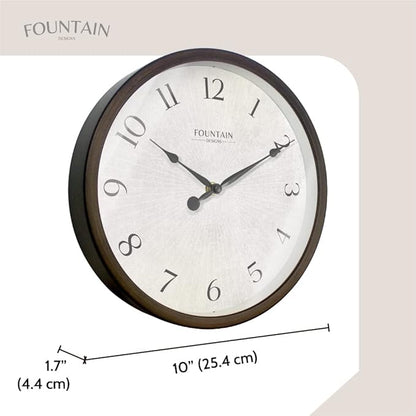 10 Inch Small Modern Farmhouse Wall Clock, Non Ticking Silent Clock for Bedroom, Modern and Vintage Style (Oil Rubbed Bronze)
