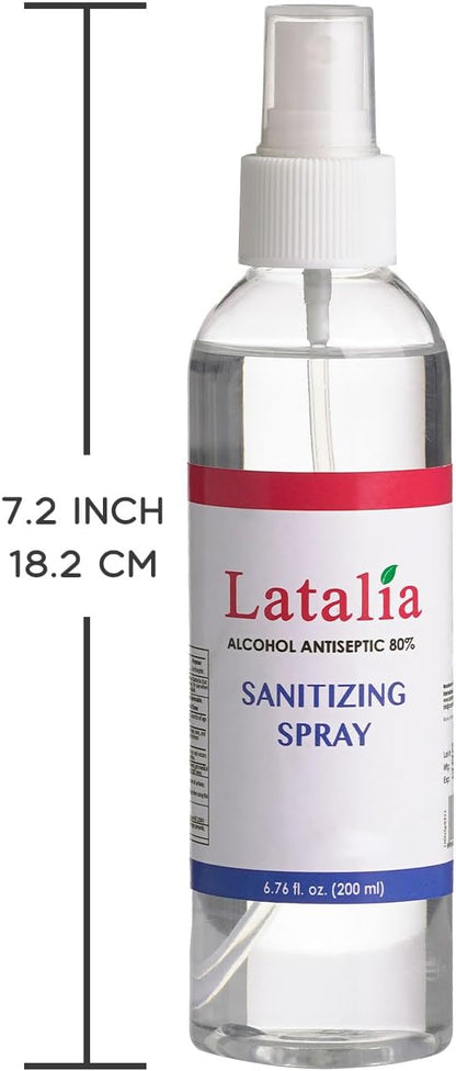 Latalia Unscented Hand Sanitizer Spray Refill Pack of 6 | 6.67 Fl oz with 80% Alcohol Bulk Hand Sanitizer Travel Size | Hand Sanitizing Spray For Quick Dry Hand