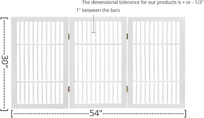 Pet Dog Gate Strong and Durable Freestanding Folding Acacia Hardwood Portable Wooden Fence Indoors or Outdoors by Urnporium (White Pet Gate, 3 Panel 30" Tall)