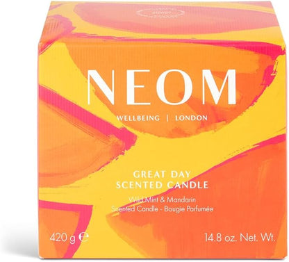 NEOM Great Day Scented Candle, 3 Wick I Hand Finished I 100% Naturally derived Wax I Wild Mint and Mandarin I Designed to Help Uplift Your Day and Boost Your Mood.