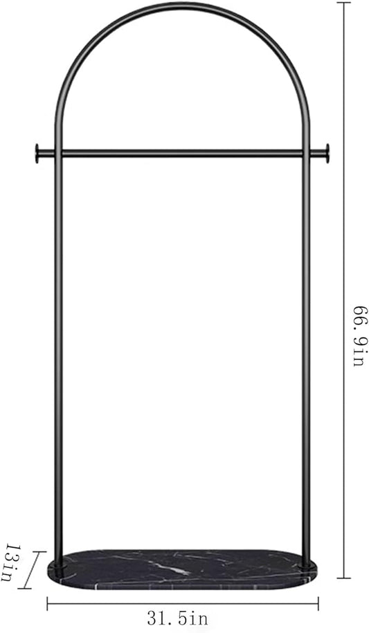small clothing rack,heavy duty clothes rack with Marble base,metal garment racks for hanging clothes,Modern Coat Rack Freestanding with 2 Hooks for Bedroom Living Room Office