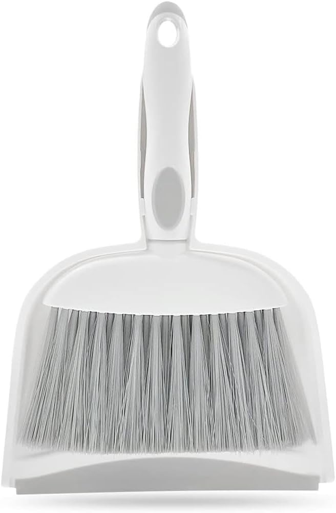Dust pan, Mini Dustpan and Brush Set, Small Broom and Dustpan Set, Small Hand Broom and dust pan Set, Whisk Broom, Dust pan and Brush for Desk, Table, Home, Kitchen Necessities (Gray)