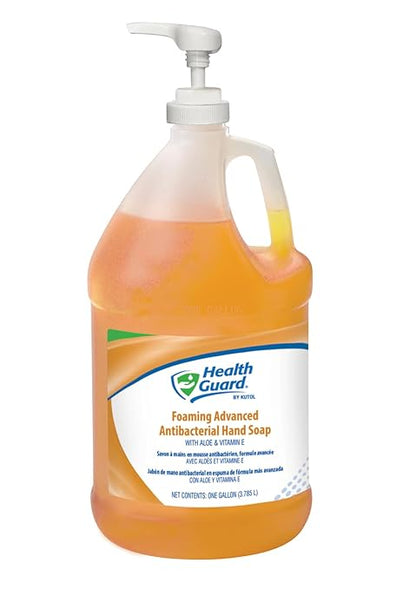 Health Guard 21313 Foaming Advanced Antibacterial Hand Soap, 1 Gallon Pour Top Bottle, Amber with Citrus Spice Scent (Pack of 2)