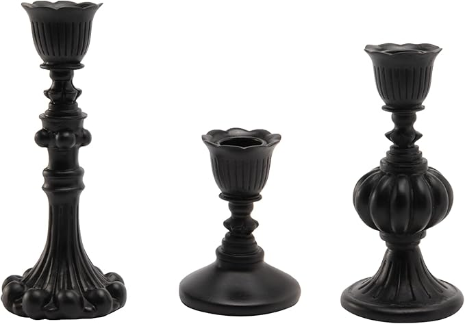 Candle Stick Candle Holder Set - Black Christmas Candlestick Holder Modern Baroque Home Decor for Coffee Table for Kwanzaa Easter Centerpiece Dinning Room Wedding Set of 3 Guichifun