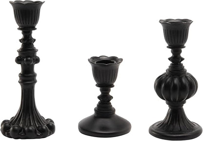 Candle Stick Candle Holder Set - Black Christmas Candlestick Holder Modern Baroque Home Decor for Coffee Table for Kwanzaa Easter Centerpiece Dinning Room Wedding Set of 3 Guichifun
