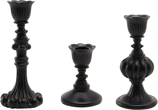 Candle Stick Candle Holder Set - Black Christmas Candlestick Holder Modern Baroque Home Decor for Coffee Table for Kwanzaa Easter Centerpiece Dinning Room Wedding Set of 3 Guichifun